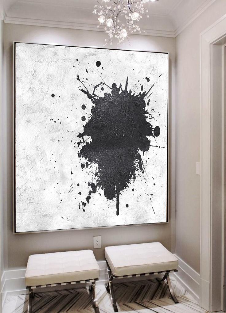 Minimal Black and White Painting #MN12A - Click Image to Close